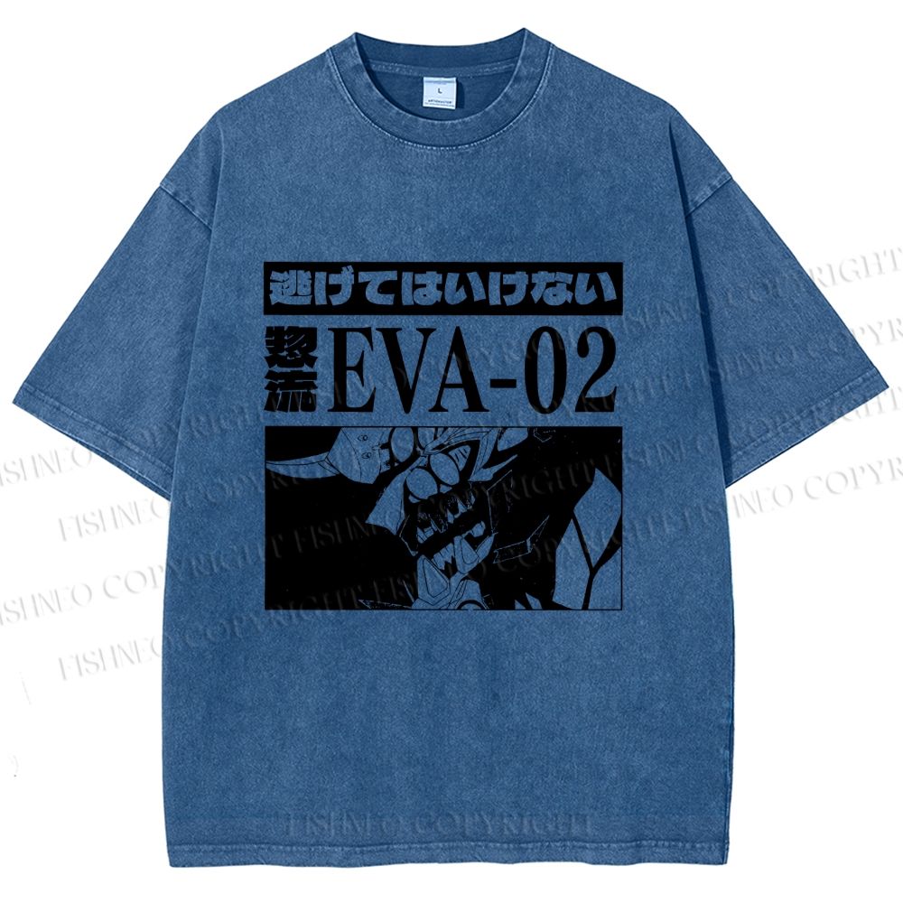 Unisex Neon Genesis Evangelion Unit 02 Printed Washed Tee