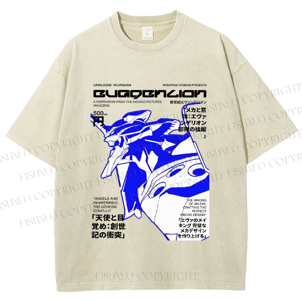 Unisex Neon Genesis Evangelion Printed Washed Tee