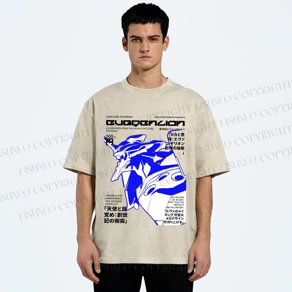 Unisex Neon Genesis Evangelion Printed Washed Tee