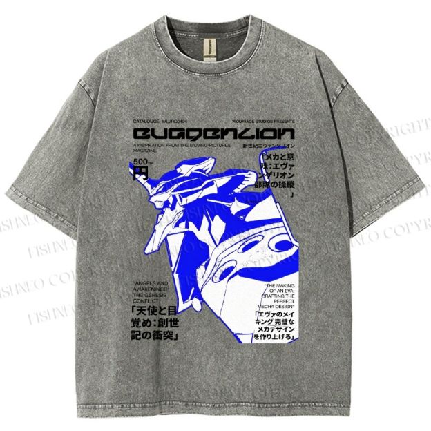 Unisex Neon Genesis Evangelion Printed Washed Tee