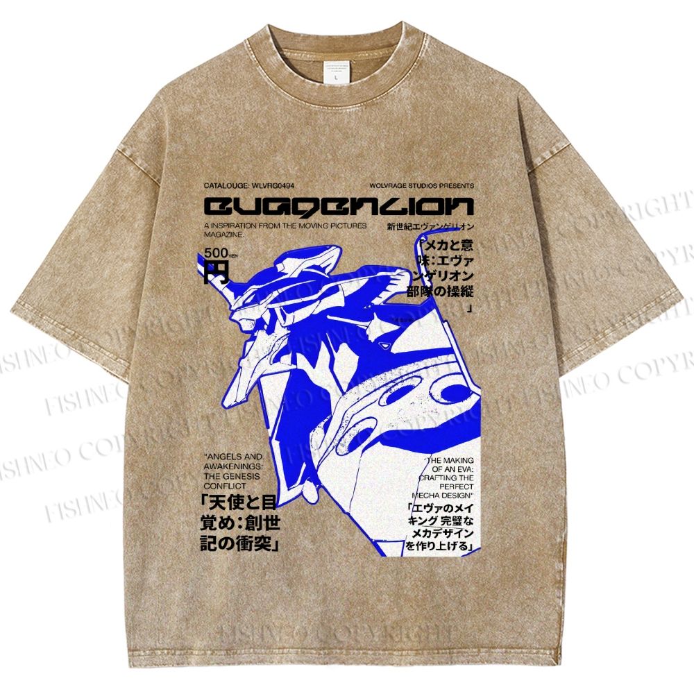 Unisex Neon Genesis Evangelion Printed Washed Tee