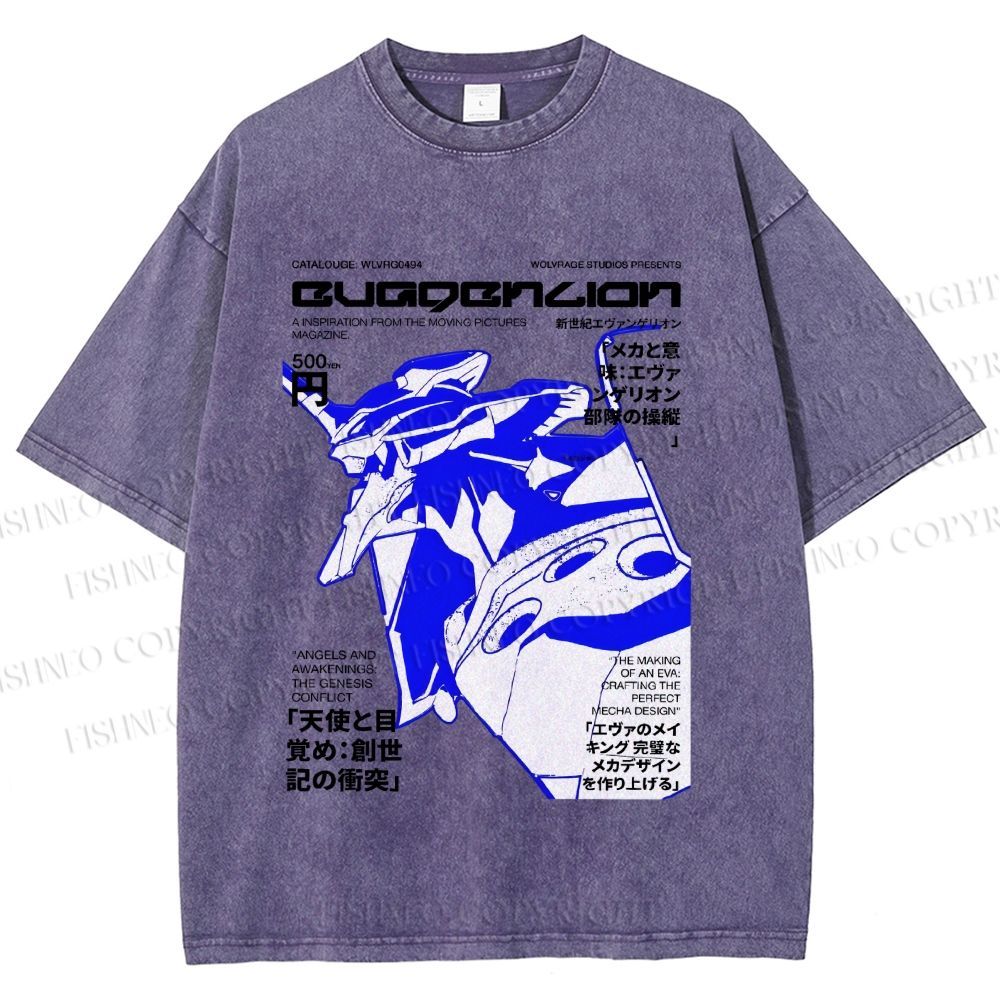 Unisex Neon Genesis Evangelion Printed Washed Tee