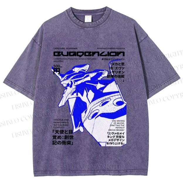 Unisex Neon Genesis Evangelion Printed Washed Tee