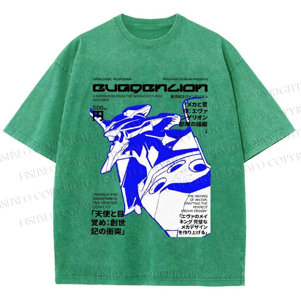 Unisex Neon Genesis Evangelion Printed Washed Tee