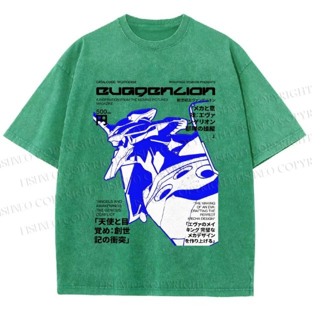 Unisex Neon Genesis Evangelion Printed Washed Tee