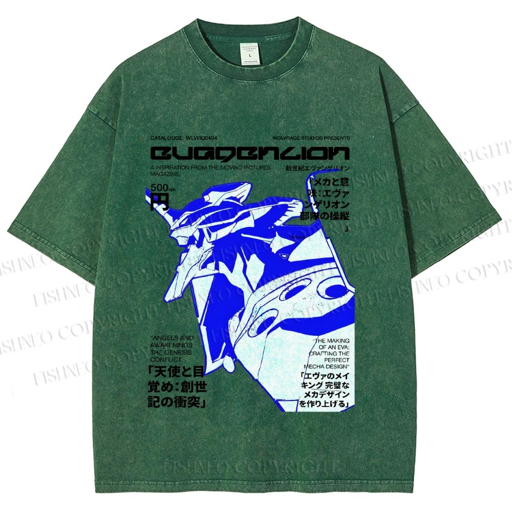 Unisex Neon Genesis Evangelion Printed Washed Tee