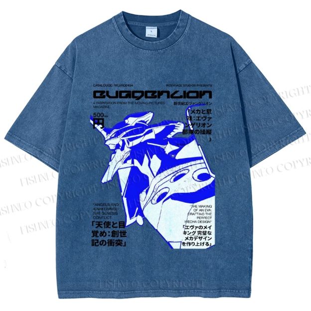 Unisex Neon Genesis Evangelion Printed Washed Tee