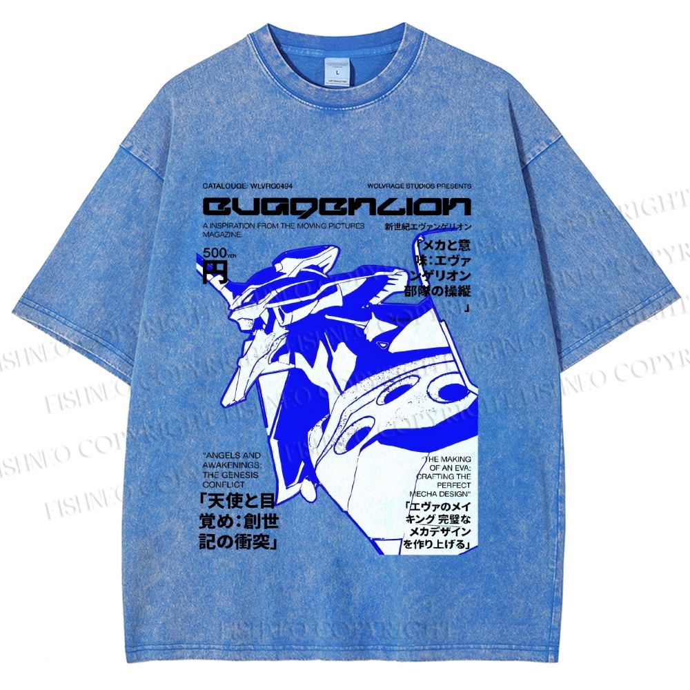 Unisex Neon Genesis Evangelion Printed Washed Tee