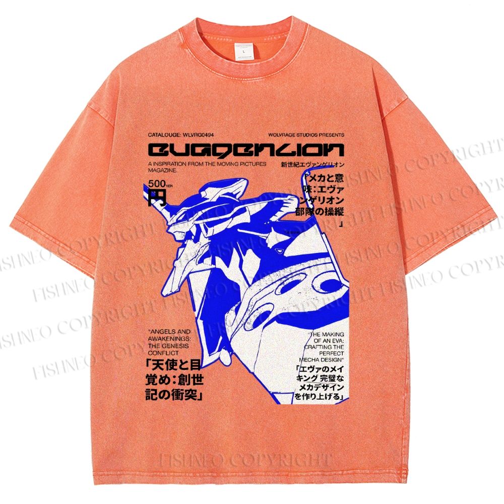 Unisex Neon Genesis Evangelion Printed Washed Tee