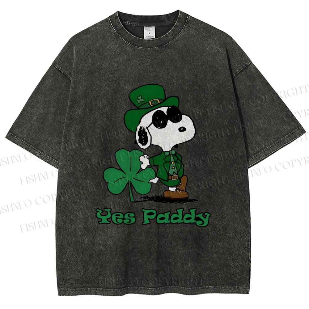 Unisex Snoopy Yes Paddy St. Patrick's Day Printed Washed Tee