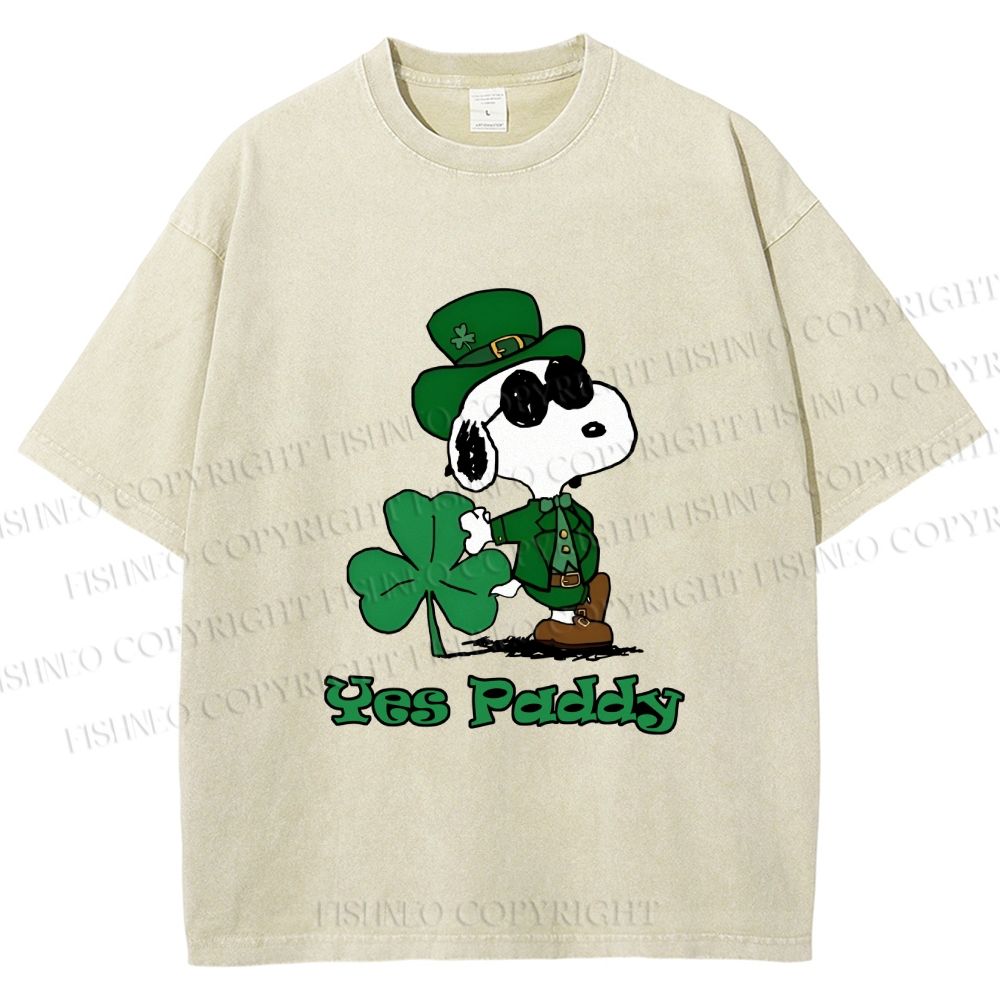 Unisex Snoopy Yes Paddy St. Patrick's Day Printed Washed Tee