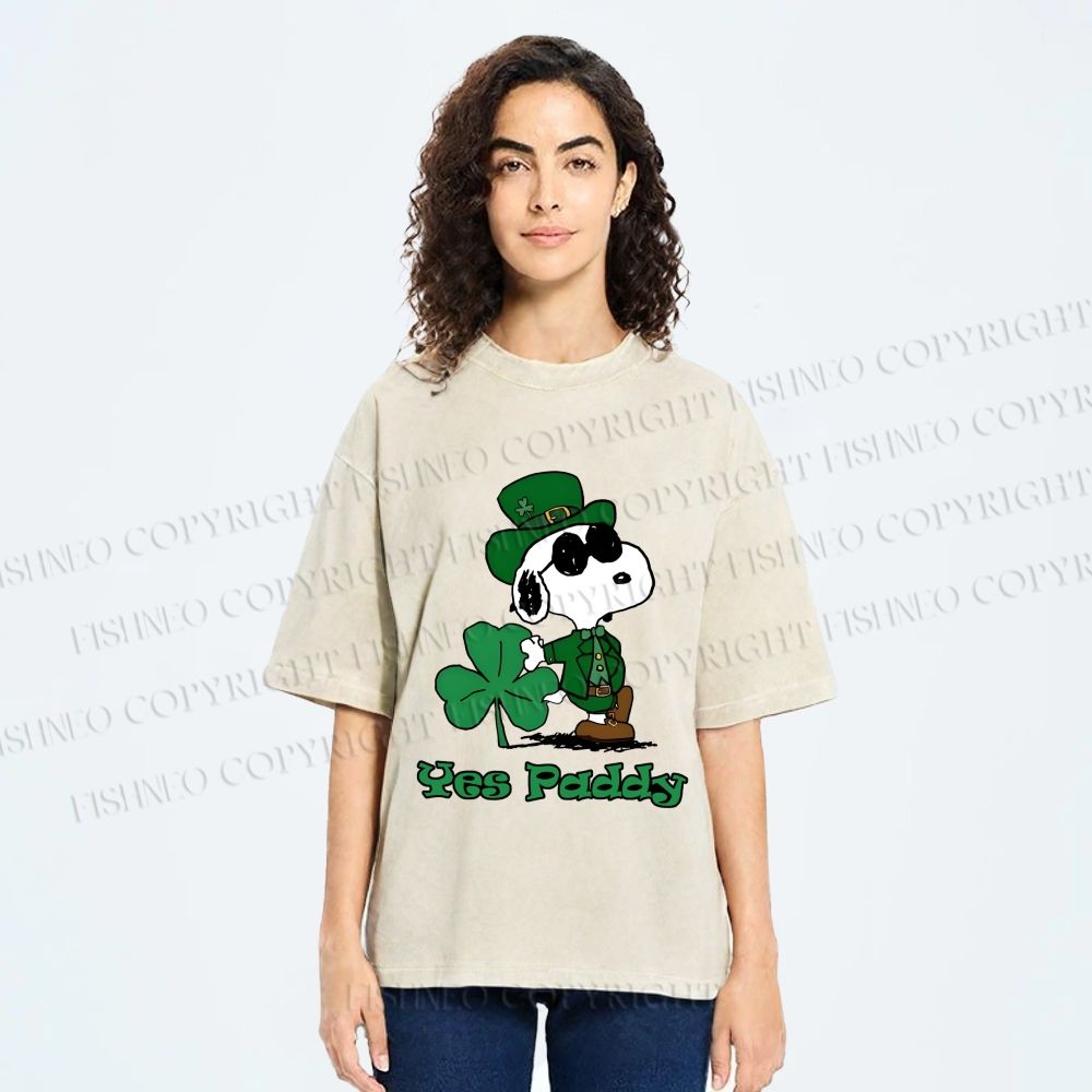 Unisex Snoopy Yes Paddy St. Patrick's Day Printed Washed Tee