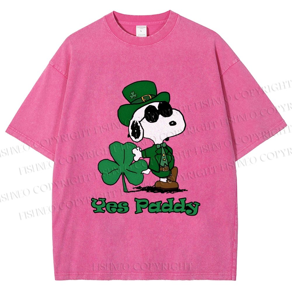 Unisex Snoopy Yes Paddy St. Patrick's Day Printed Washed Tee