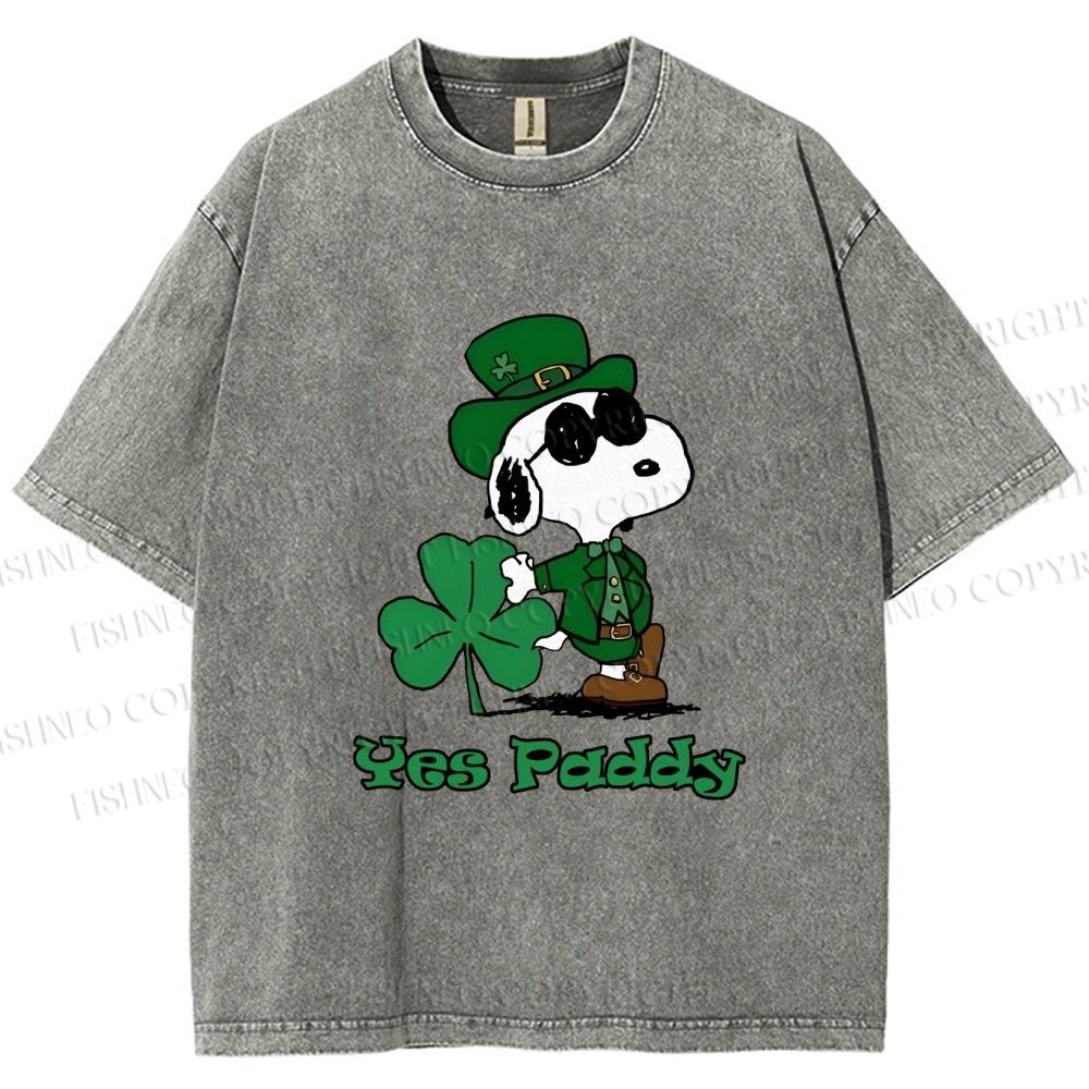 Unisex Snoopy Yes Paddy St. Patrick's Day Printed Washed Tee