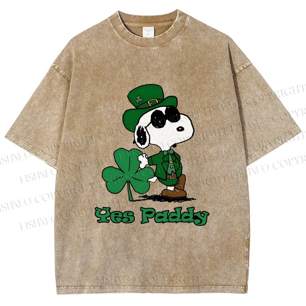 Unisex Snoopy Yes Paddy St. Patrick's Day Printed Washed Tee