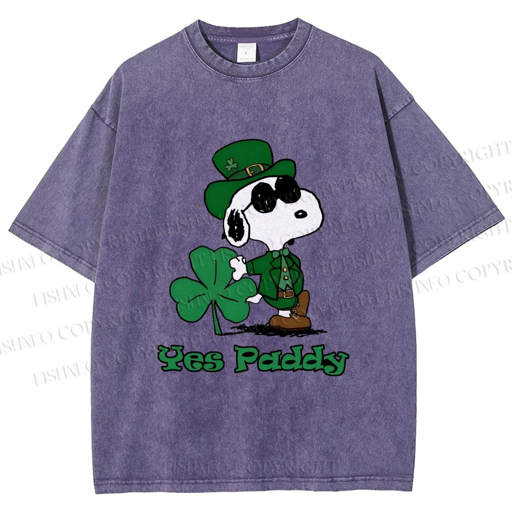Unisex Snoopy Yes Paddy St. Patrick's Day Printed Washed Tee