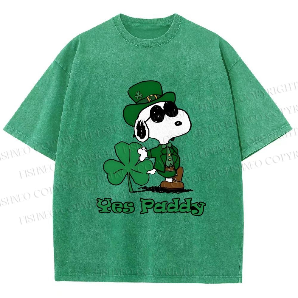Unisex Snoopy Yes Paddy St. Patrick's Day Printed Washed Tee