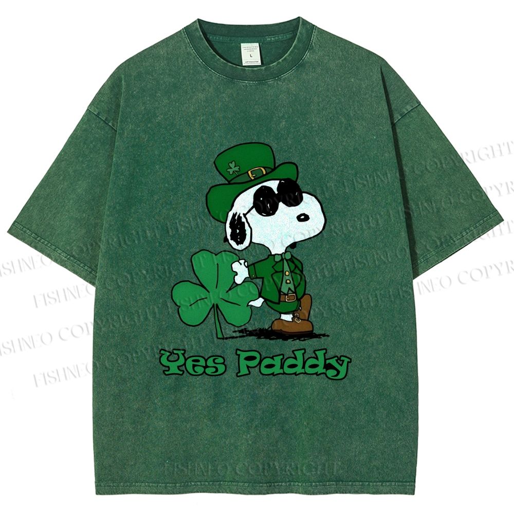 Unisex Snoopy Yes Paddy St. Patrick's Day Printed Washed Tee