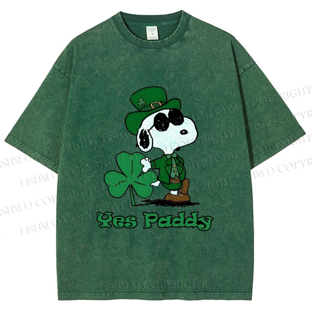 Unisex Snoopy Yes Paddy St. Patrick's Day Printed Washed Tee