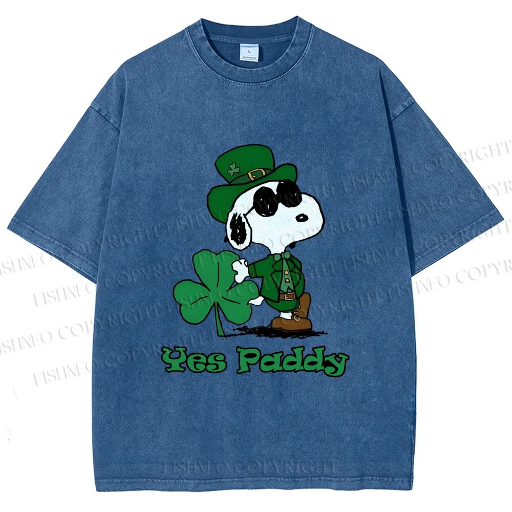 Unisex Snoopy Yes Paddy St. Patrick's Day Printed Washed Tee