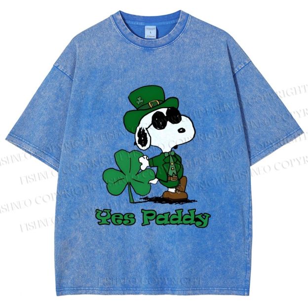 Unisex Snoopy Yes Paddy St. Patrick's Day Printed Washed Tee