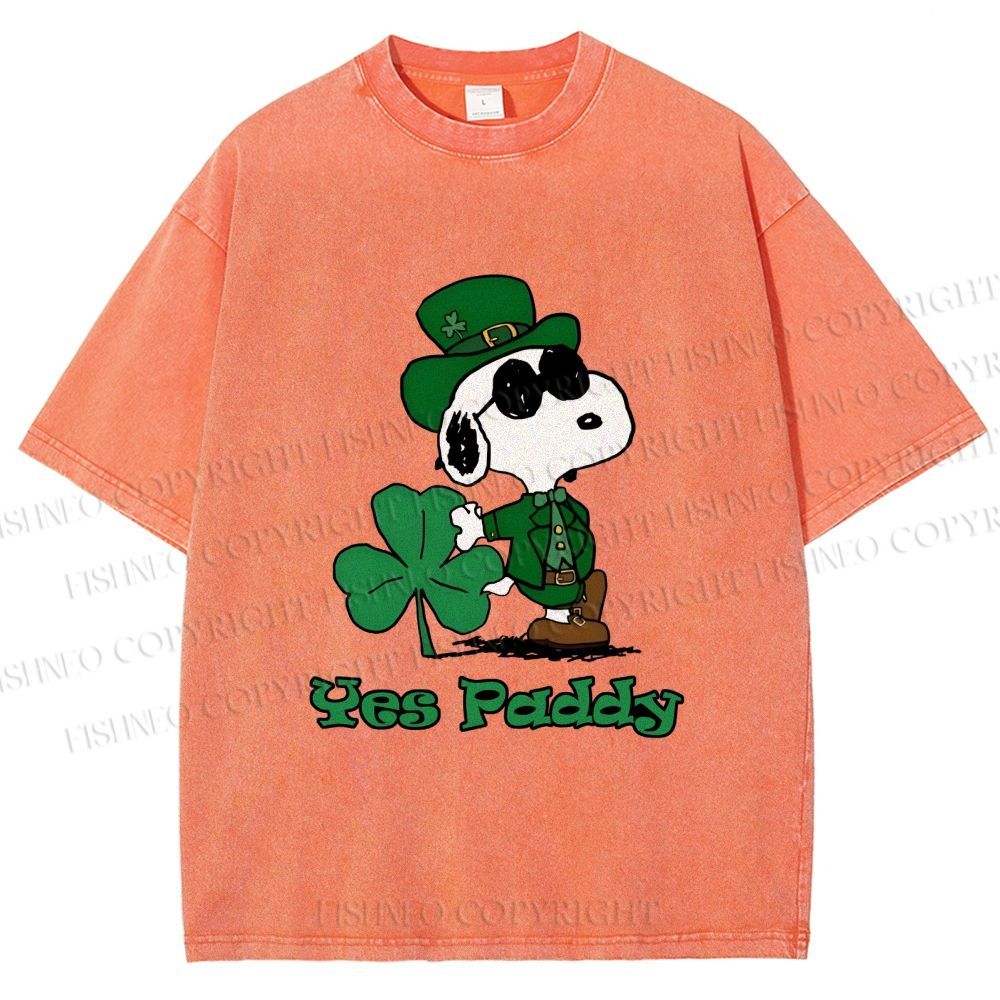 Unisex Snoopy Yes Paddy St. Patrick's Day Printed Washed Tee