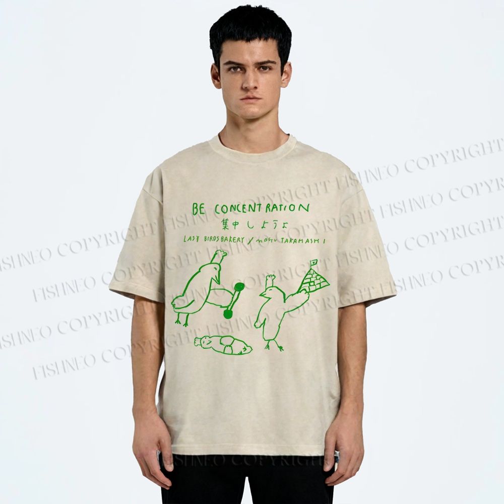 Unisex Lazy Birds Bakery Printed Washed Tee