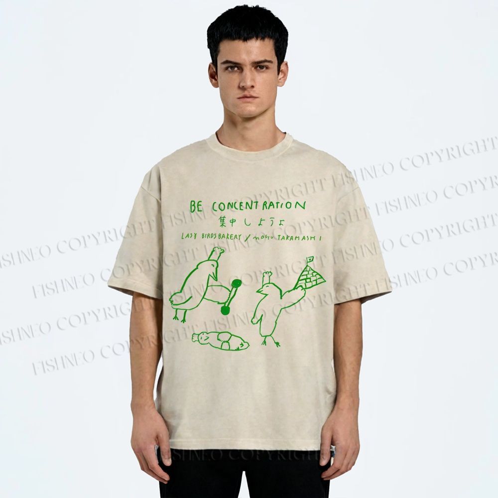 Unisex Lazy Birds Bakery Printed Washed Tee