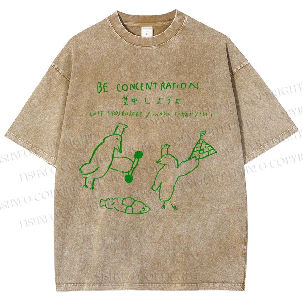 Unisex Lazy Birds Bakery Printed Washed Tee