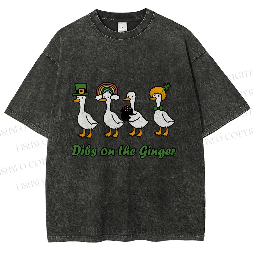 Unisex Dibs on the Ginger Geese in St. Patrick's Day Printed Washed Tee