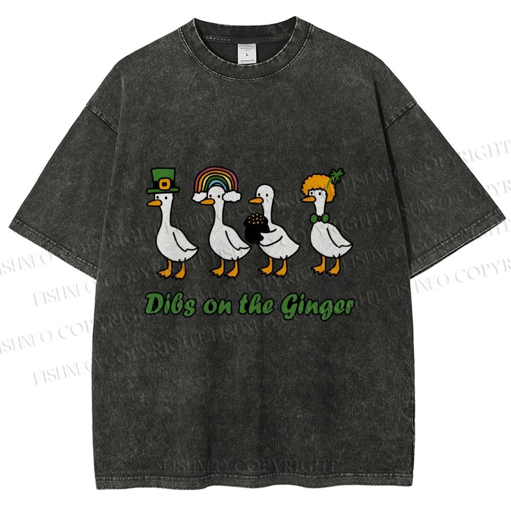 Unisex Dibs on the Ginger Geese in St. Patrick's Day Printed Washed Tee