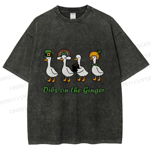 Unisex Dibs on the Ginger Geese in St. Patrick's Day Printed Washed Tee