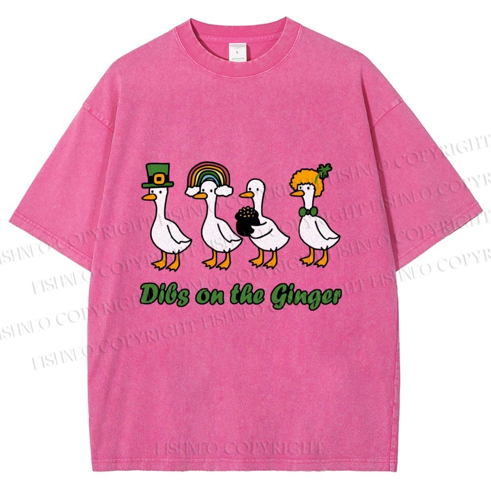 Unisex Dibs on the Ginger Geese in St. Patrick's Day Printed Washed Tee