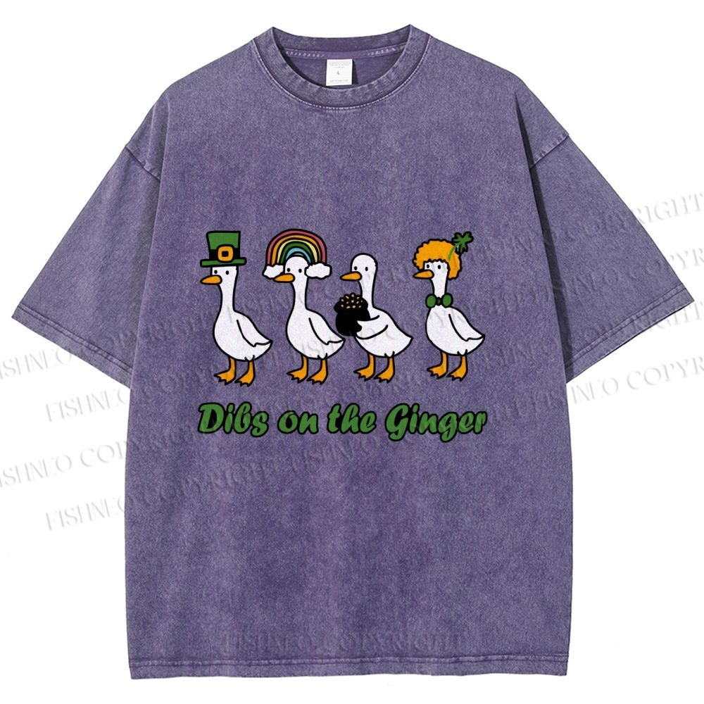 Unisex Dibs on the Ginger Geese in St. Patrick's Day Printed Washed Tee