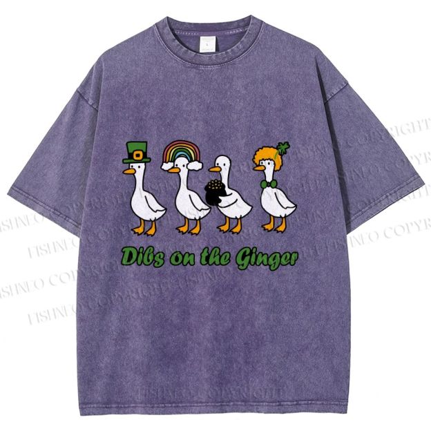 Unisex Dibs on the Ginger Geese in St. Patrick's Day Printed Washed Tee