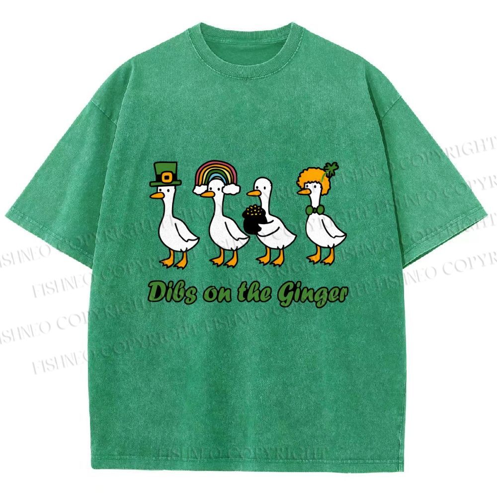 Unisex Dibs on the Ginger Geese in St. Patrick's Day Printed Washed Tee