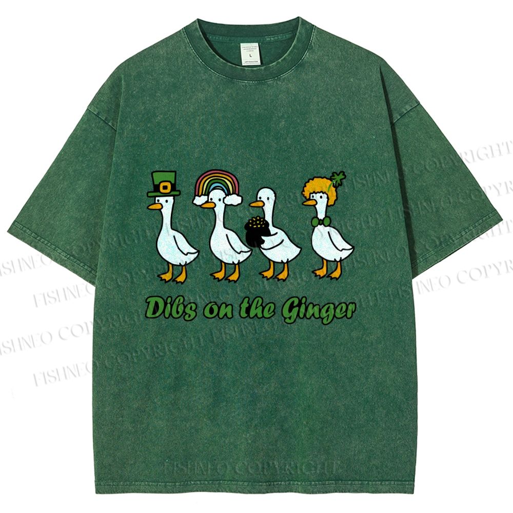 Unisex Dibs on the Ginger Geese in St. Patrick's Day Printed Washed Tee