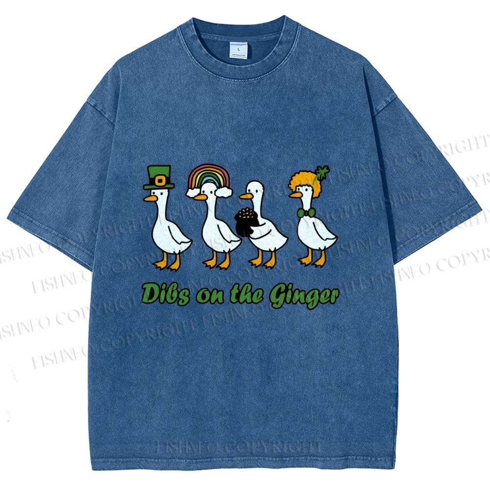 Unisex Dibs on the Ginger Geese in St. Patrick's Day Printed Washed Tee