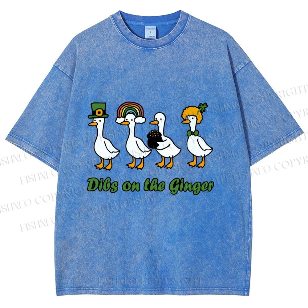 Unisex Dibs on the Ginger Geese in St. Patrick's Day Printed Washed Tee