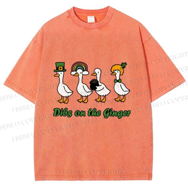 Unisex Dibs on the Ginger Geese in St. Patrick's Day Printed Washed Tee