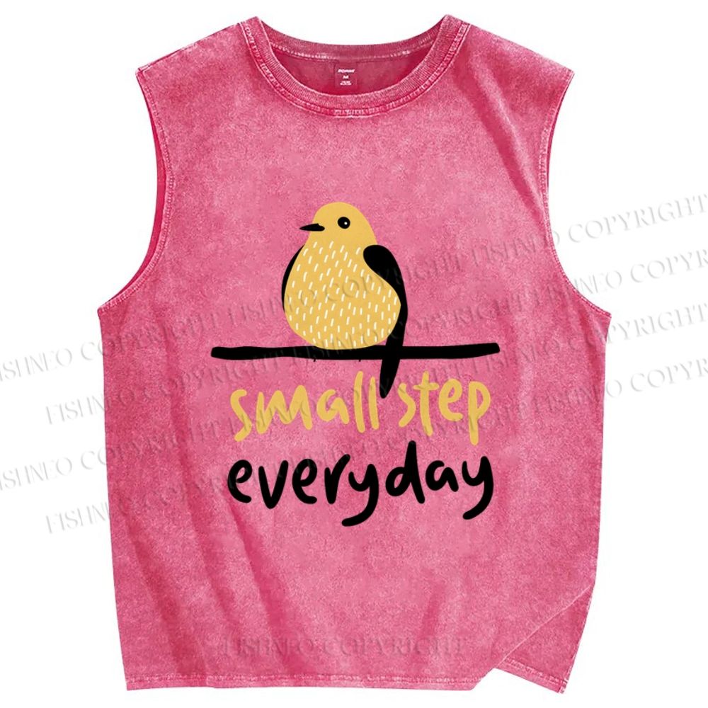 Unisex Small Step Everyday Bird Printed Washed Tank Top