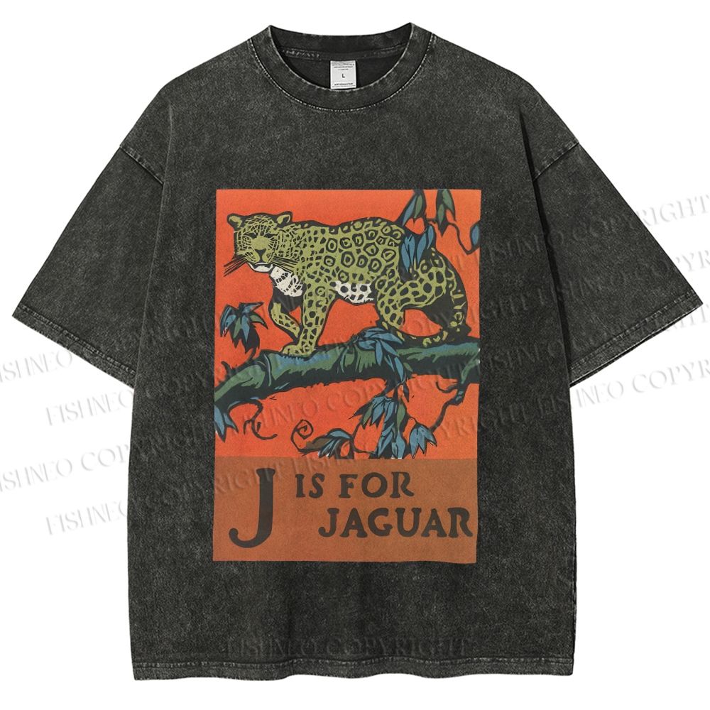 Unisex J is for Jaguar Printed Washed Tee