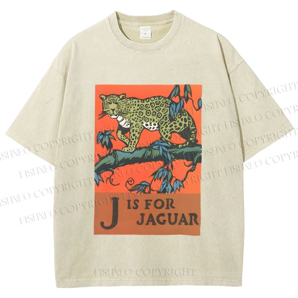 Unisex J is for Jaguar Printed Washed Tee