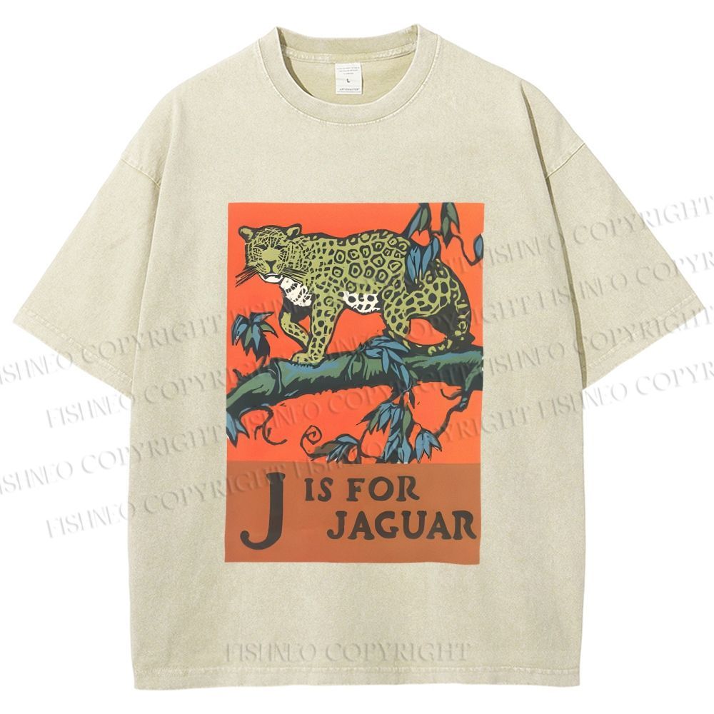 Unisex J is for Jaguar Printed Washed Tee