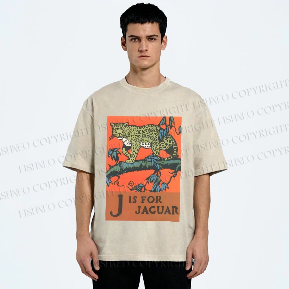 Unisex J is for Jaguar Printed Washed Tee