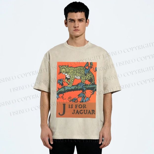 Unisex J is for Jaguar Printed Washed Tee