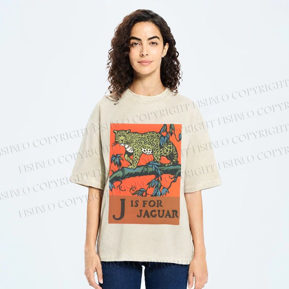 Unisex J is for Jaguar Printed Washed Tee