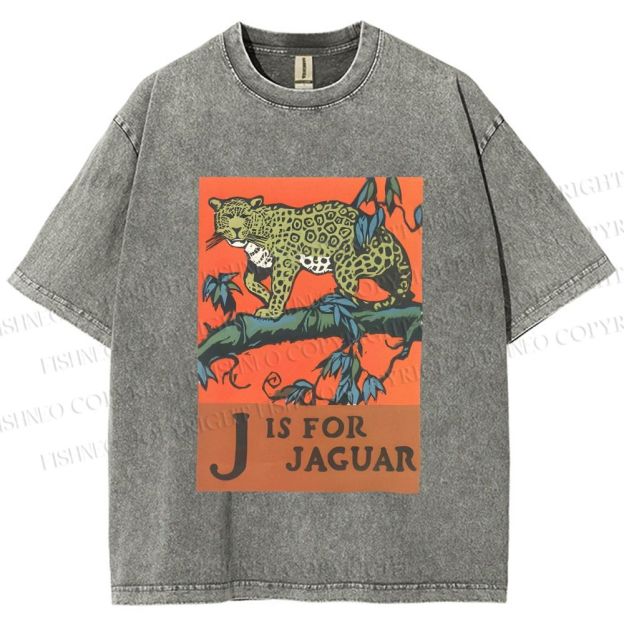 Unisex J is for Jaguar Printed Washed Tee