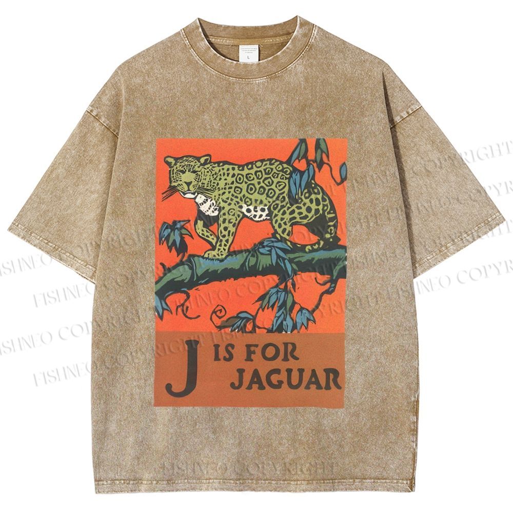 Unisex J is for Jaguar Printed Washed Tee