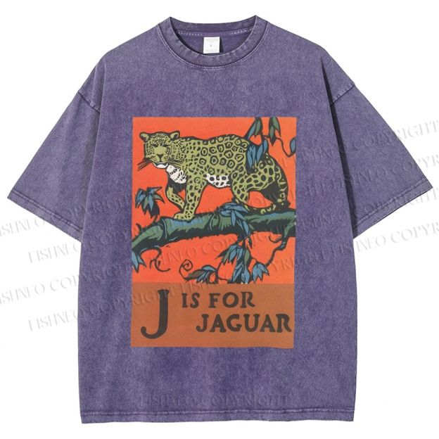 Unisex J is for Jaguar Printed Washed Tee
